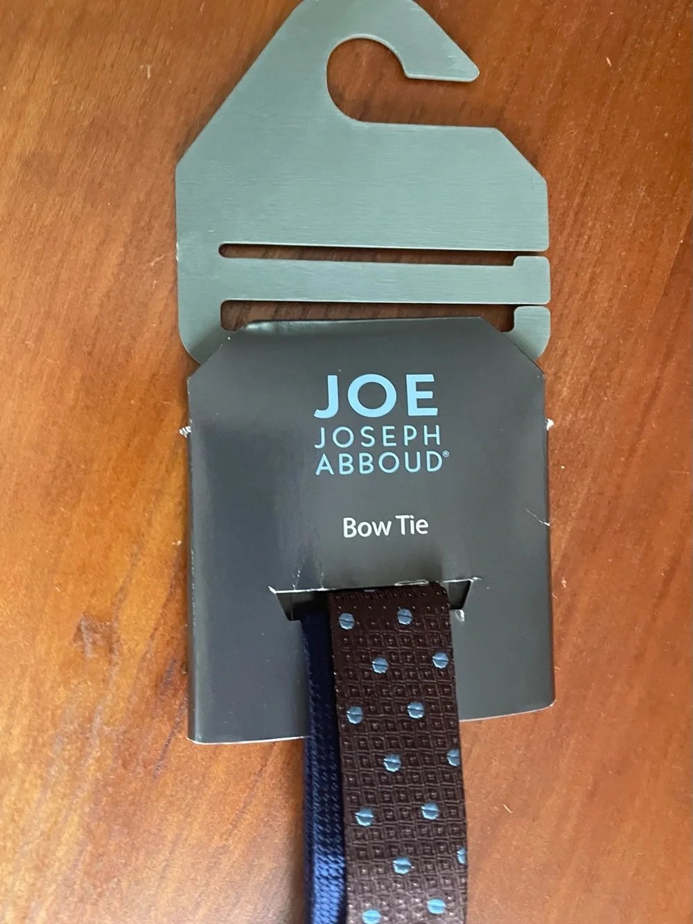 JOE Joseph Abboud Bow Tie Two Tone Self Tie Navy Brown Blue Dot 100% Silk